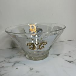 Vintage 1970s Anchor Glass Decorative Bowl With Etched Glass