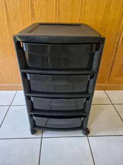 Black 4 drawer storage unit on wheels