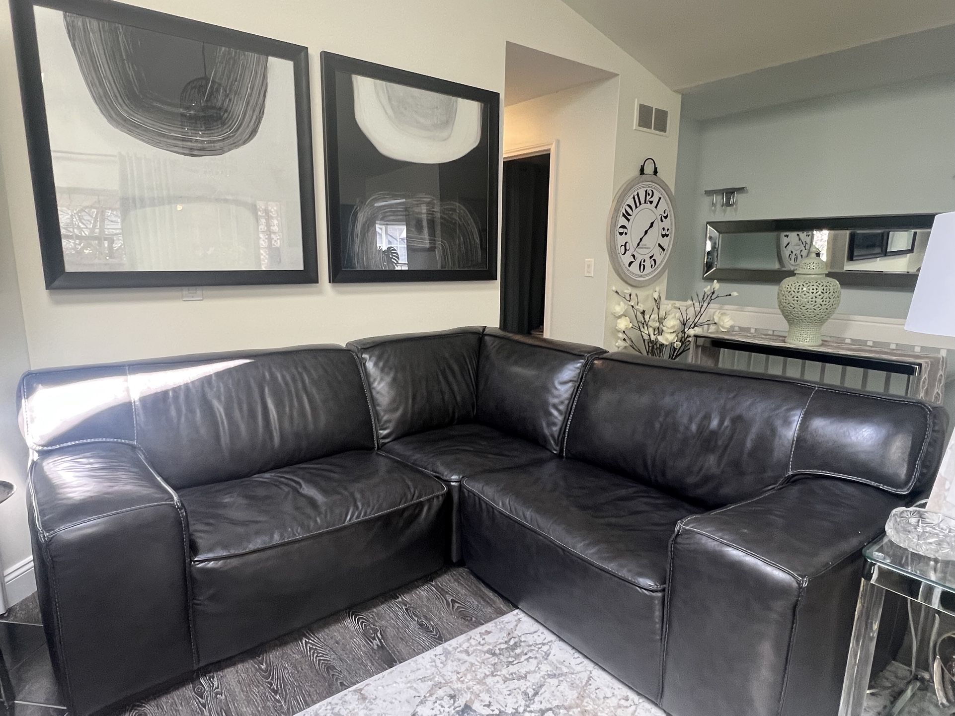 black leather couch