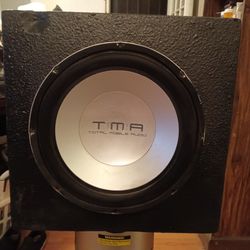 Total Mobile Audio(T.M.A.)10"loudspeaker encased in cabinet