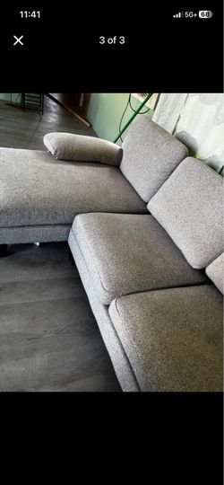 Gray Fabric Sectional Sofa with Chaise