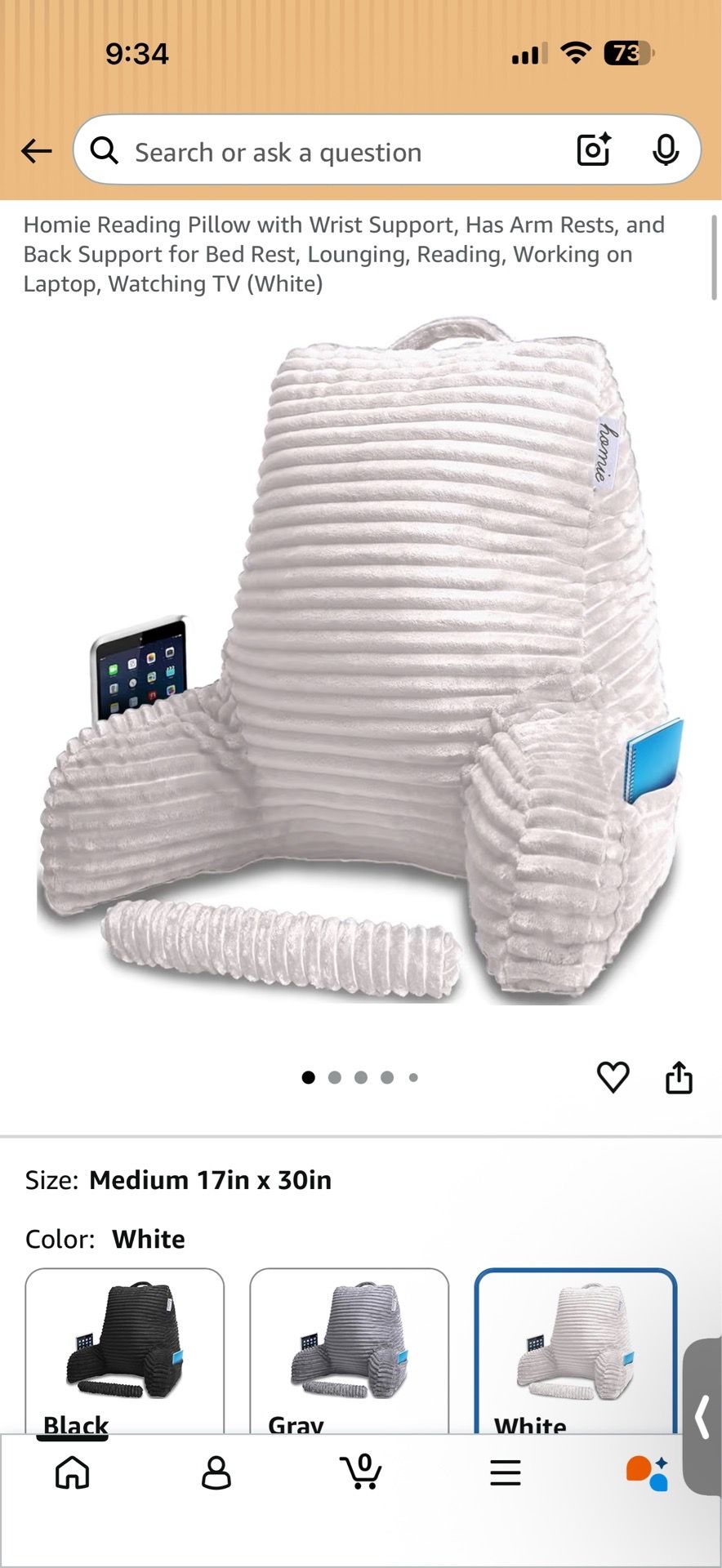 White Reading Pillow