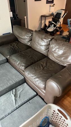 Brown Leather Sofa and love seat with ottoman