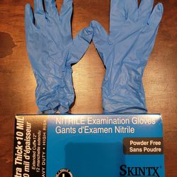 10 Boxes | Heavy-duty 10 Mil Blue Nitrile Gloves Extended Cuff