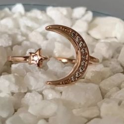 Rose Gold Plated Crescent Ring