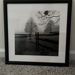 Framed Nature Print – Misty Morning Landscape 17.5 X 17.5