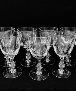 Vintage Tiffin-Franciscan Mirage Cut Crystal Water Goblets Set of 7