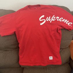 Rare SUPREME FW20 2020 Shoulder Arc Spell Out T Shirt Streetwear Red Size Small 