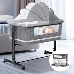 3 in 1 Bassinet - Baby Bassinet with Comfy Mattress, 2023 New Bassinet Bedside Sleeper, Portable Bedside Bassinet for Baby Girl Boy with Wheels, Easy 