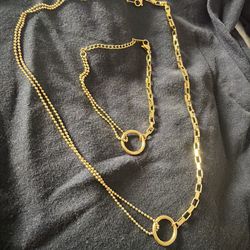 Gold filled set necklace and bracelet