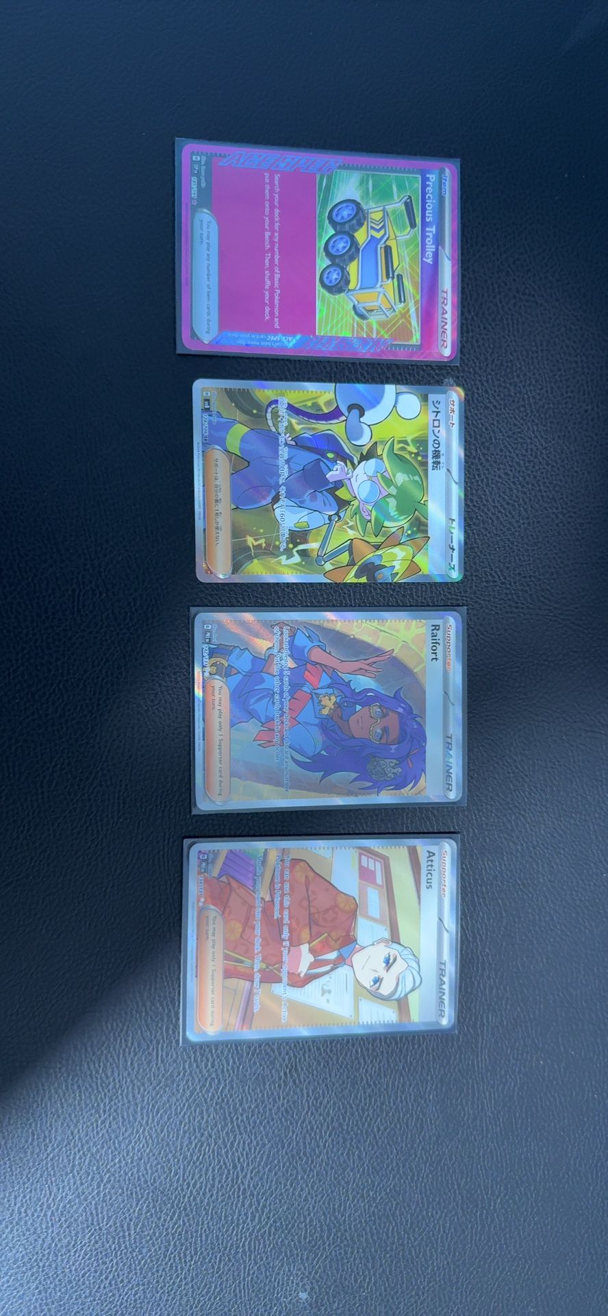 Pokémon Trainer Full Art Lot – 4 Cards – Raifort Atticus Trolley NM