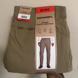 Eddie Bauer Rainer Fleece Lined Pants Size 34x32