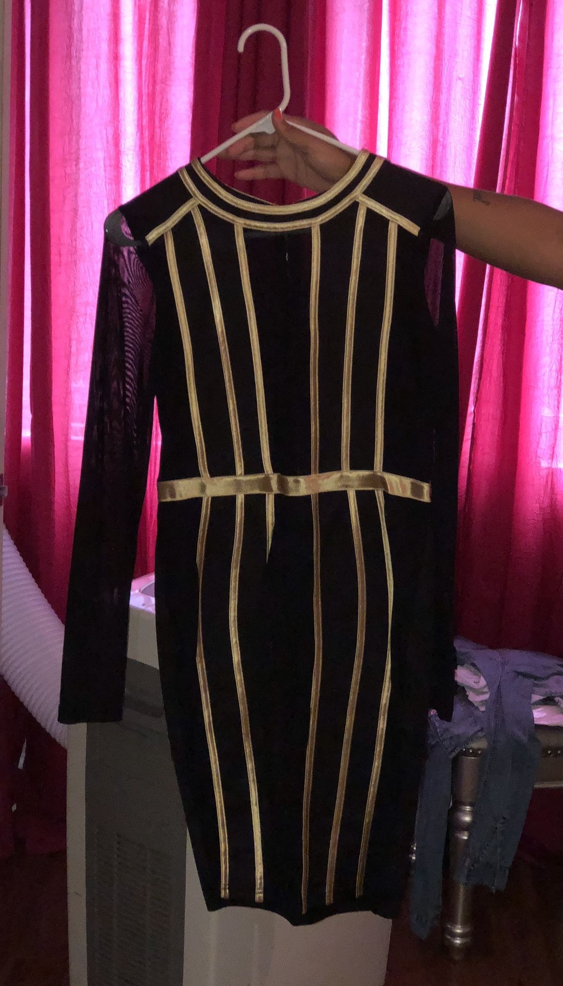 Black and gold dress