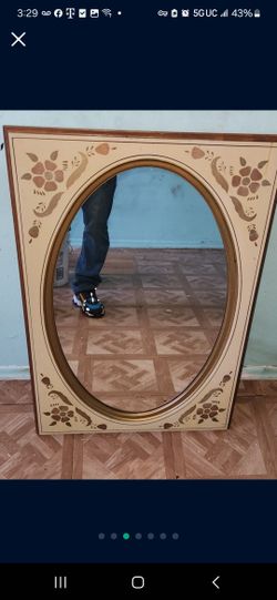 Ethan Allen Hand Decorated White Hitchcock Style 24" Dresser / Wall Mirror 