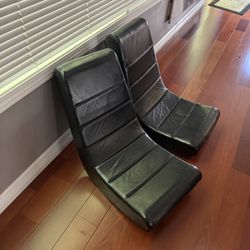 The Crew Furniture Classic ChairVideo Rocker Floor Gaming Chair, Kids and Teens, PU Faux Leather Black/Black