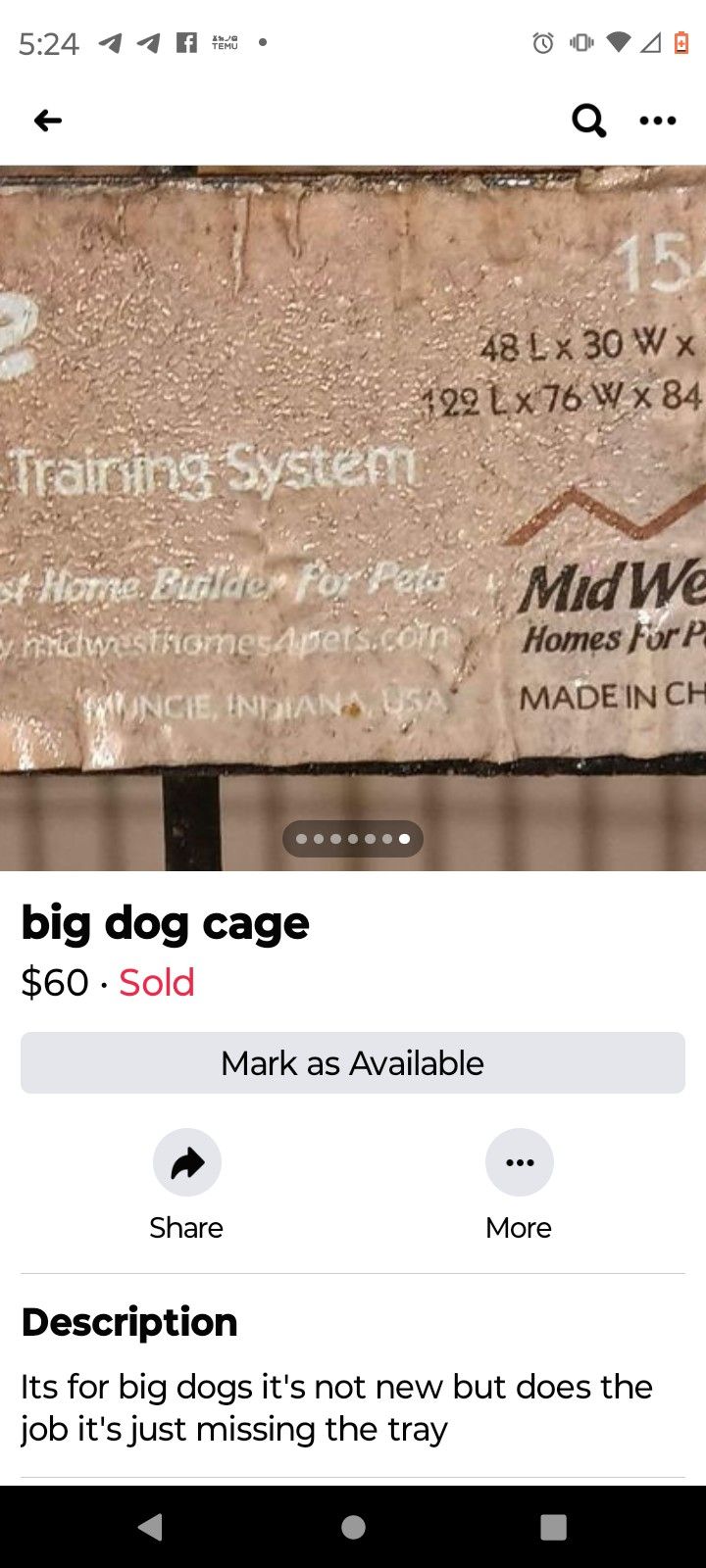 Big Dog Cage