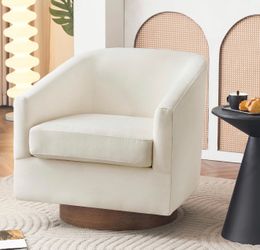 LUE BONA Mid Century Modern Velvet Swivel Chairs, Swivel Barrel Chair with Soft Padded Armrest, Relaxing Chair for Living Room, Bedroom, Office