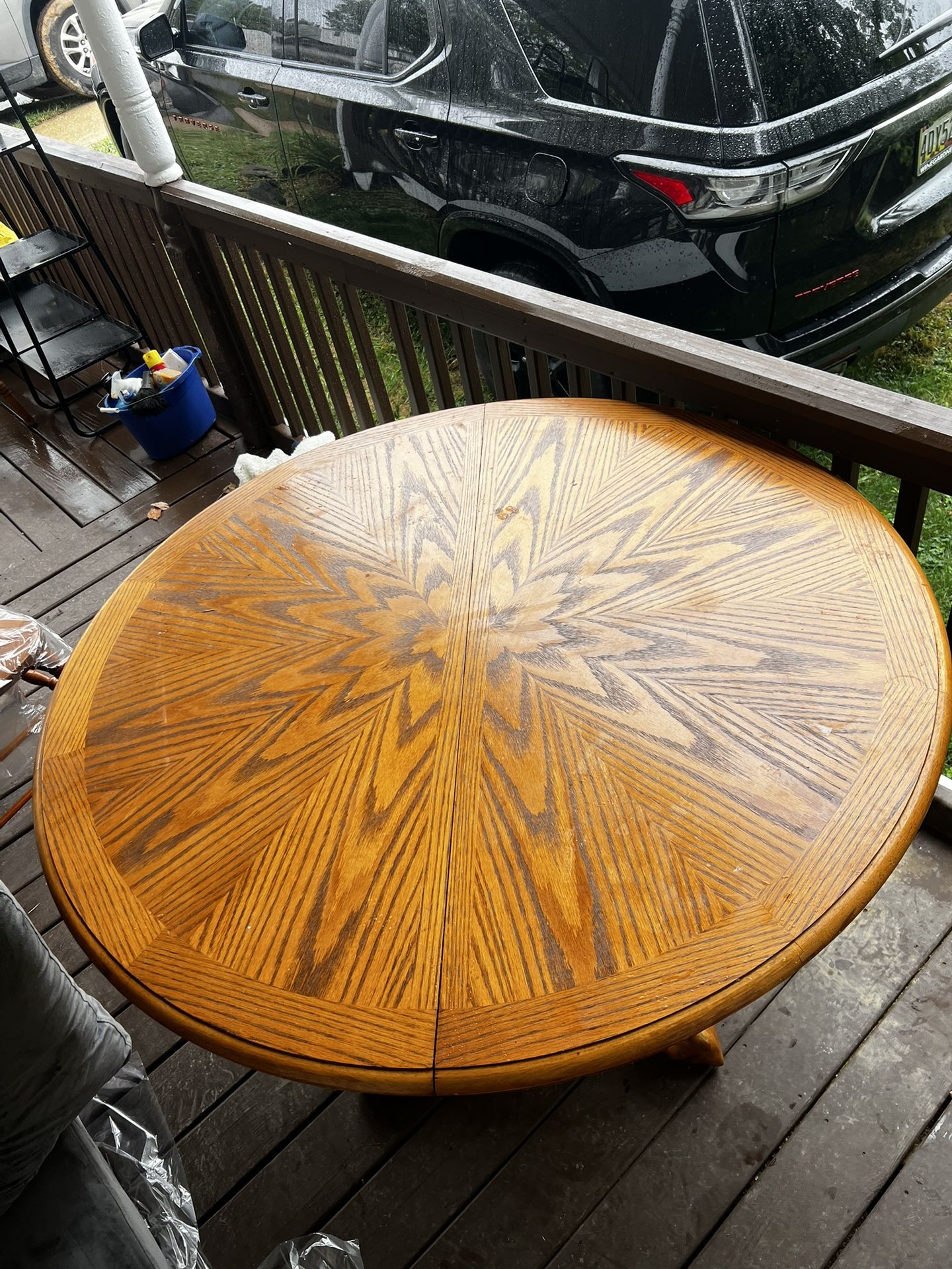 Round Malaysian Wood Table With Chairs