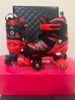 New Red/Black Spider-Man Adjustable Light-up Kids Roller Skates – Size Small - Ages 3–5 - open box