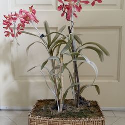Faux Orchid Arrangement in Woven Planter