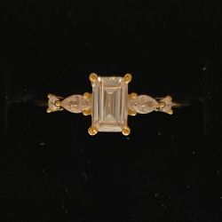 Diamond Gold Ring S925 Sz 7 