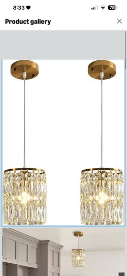 Modern Crystal Pendant Light for Kitchen Island Height Adjustable Gold Chandeliers Light Fixture Hanging Ceiling Lights for Hallway Dining Room Bedroo