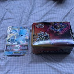 Pokémon Lunch Tin (Empty) + Glaceon Vstar Jumbo Card