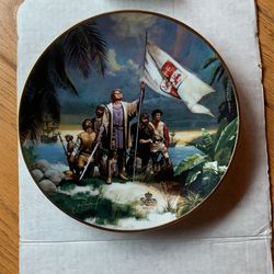 W S George Collective Plate . Columbus Raises A Flag