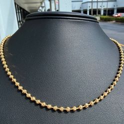 Jewelry 18k solid yellow gold Moon Ball chain necklace 17.50” 2.80mm 12.50g