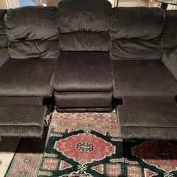 Two Lazy Boy Reclining Sofas with Foldable Tray