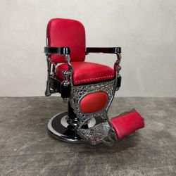 Theo A Kochs Barber Chair - Chrome on Red