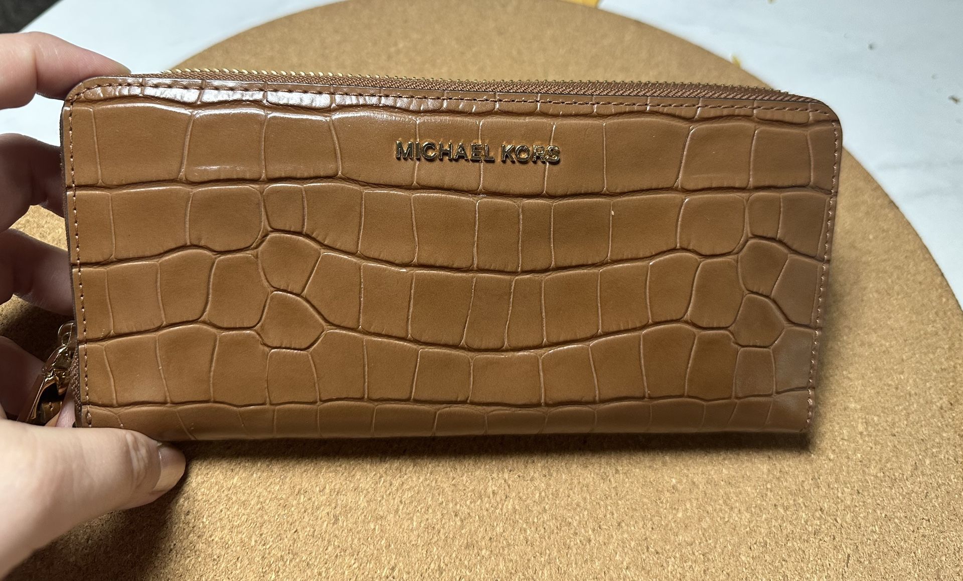 Michael Kors Croc Embossed Leather Luggage Continental Wallet