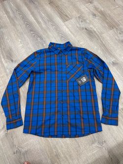 Outdoor Research Kulshan Blue Gold Plaid Long Sleeve Flannel Shirt Mens Medium