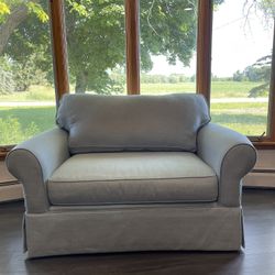 Large Blue Chair with Ottoman