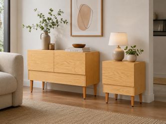 Mid Century Modern Cabinet Set - TV Stand & Storage Cabinet