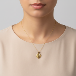 10K Yellow Gold Nugget Heart Pendant