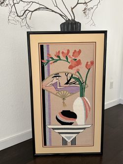 Art Deco Framed Needlepoint