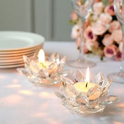  Lotus Flower Crystal Glass Tealight Candle Holders  Okuna Outpost