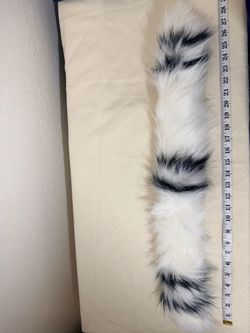 White and Black Striped Faux Fur Hood Trim