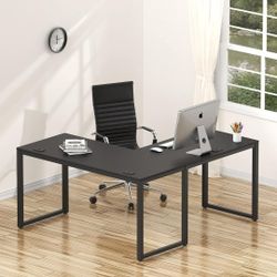L shaped black metal frame desk 55" x 60"