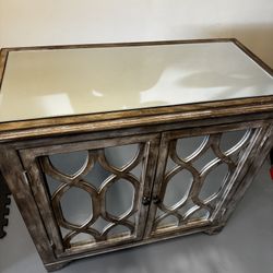 Wooden Cabinet With Mirrored Top 