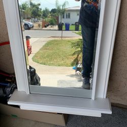 BATHROOM GLASS MIRROR WITH SHELF COLOR WHITE GREAT CONDITION NOTHING BROKEN 