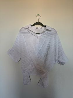 Women’s White Textured Front-Tie Wrap Blouse(Brand: Lizard (Made in Korea)