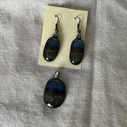 Multi Color Acrylic Earrings And Pendant