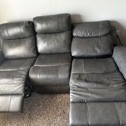 Electric Leather Reclining Sofa With USB