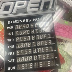 Open Sign With Business Hours 
