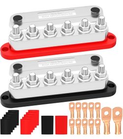 600A Power Distribution Block 12V Bus Bar 6 x 3/8" (M10) Terminal Studs