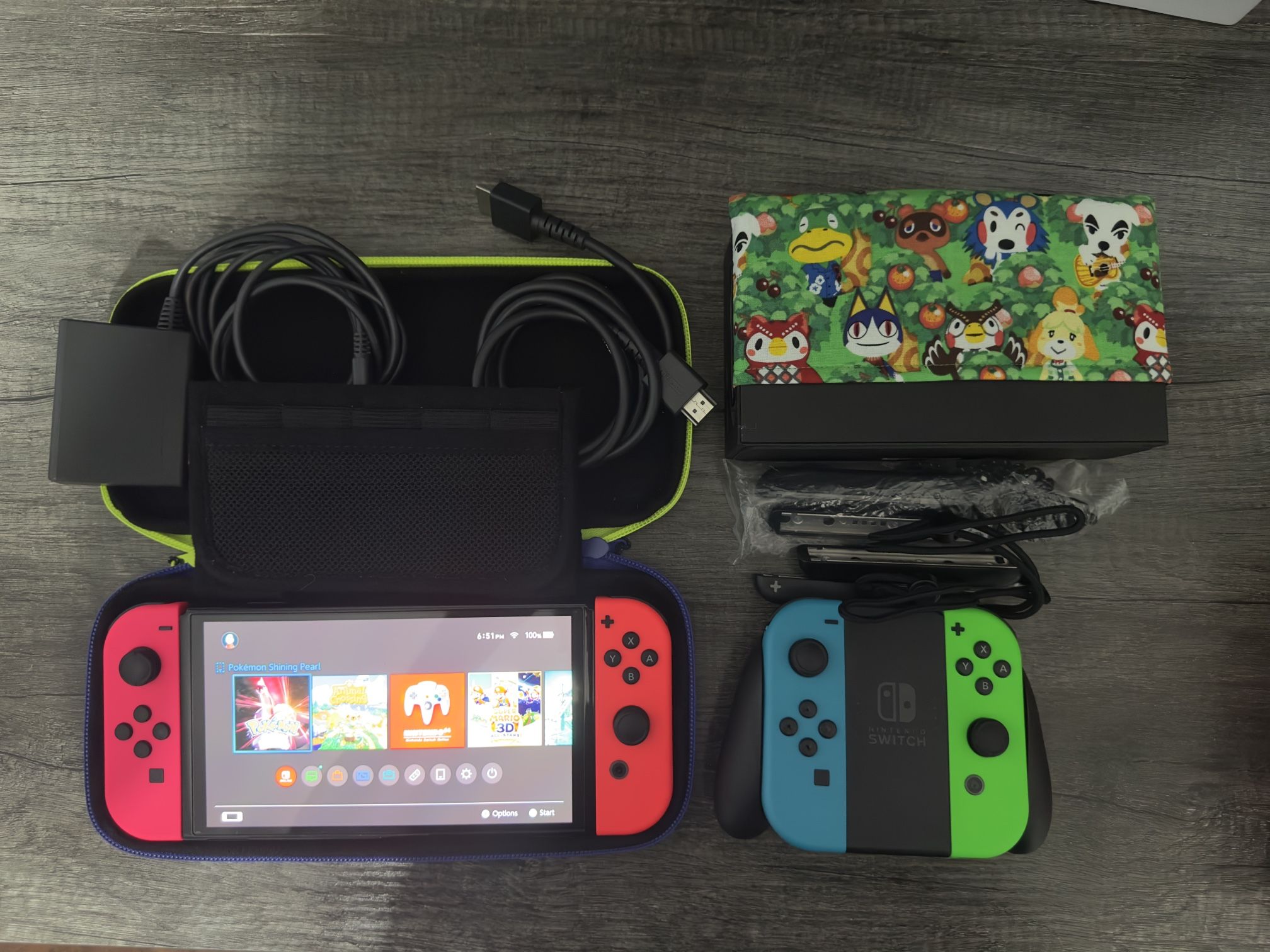Nintendo Switch OLED Bundle w/ Extra Joy-Cons, SD Card, Case