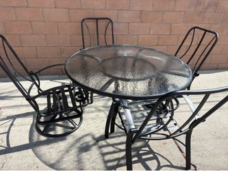 Black Metal Patio Table With 4 Chairs