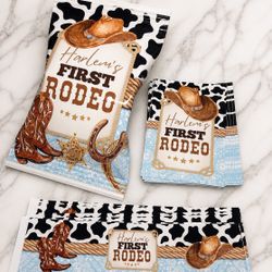 First Rodeo 1st Birthday Party Theme Labels Wraps Stickers Cutouts Chip Bags